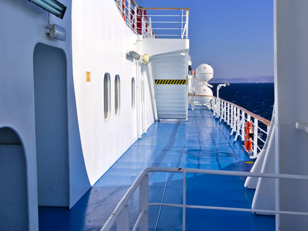 istock Ship ferry deck under beautiful day light sailing at Aegean sea , Greece. 1168739010