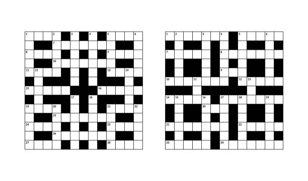 13x13 crossword puzzle vector illustration, empty squares crossword puzzle 13x13 empty squares in british style crossword stock illustrations