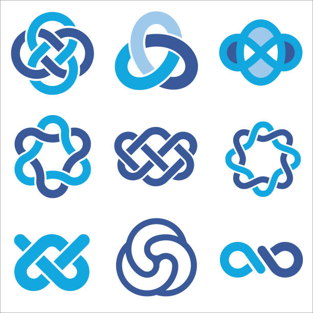 stockillustraties, clipart, cartoons en iconen met knoop logo's - geknoopt