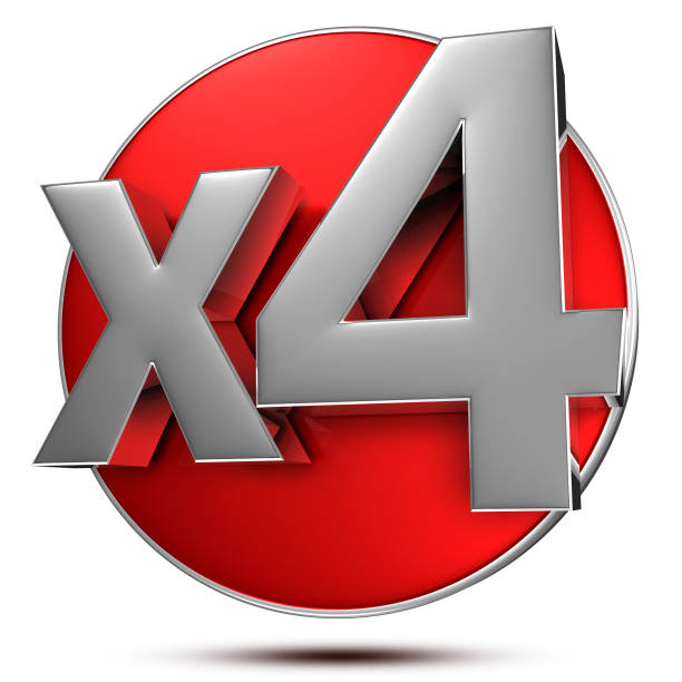 x4 3d. (mit clipping-pfad). - 4x stock-fotos und bilder
