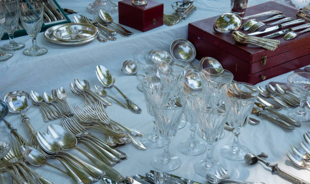 istock Flea market with silver utensil in Provence 1168744801