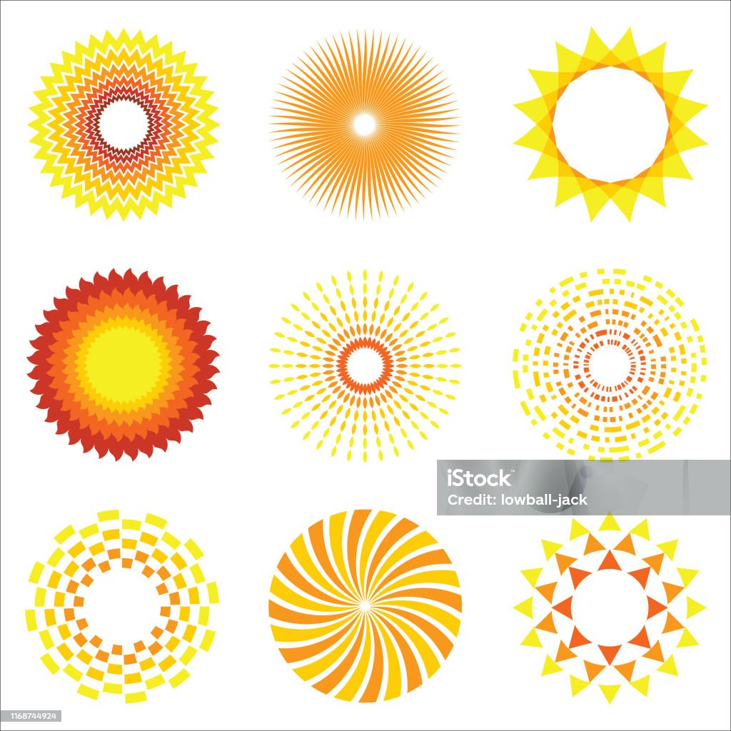 Sun Logos 2 Stock Illustration - Download Image Now - Abstract, Bright ...
