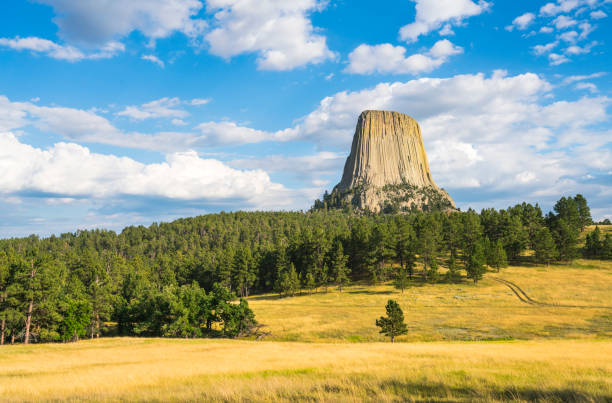 Devils Tower National Monumenton sunny day ,wyoming,usa.