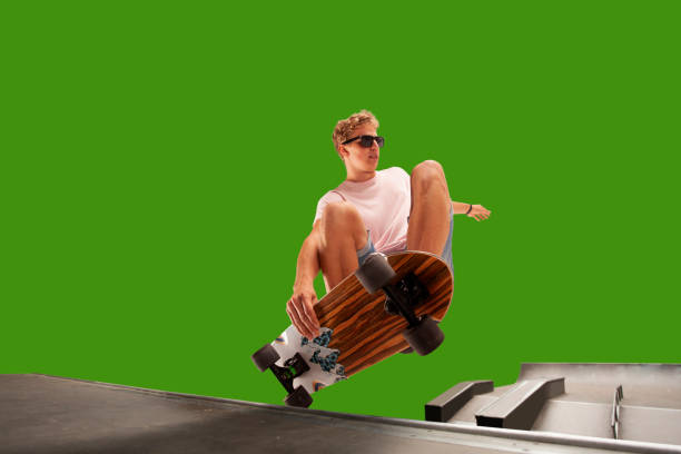 istock Skateboarder on green screen background. 1168747167