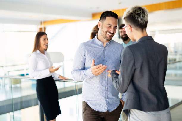 istock Picture of architects talking about project in hall 1168747998