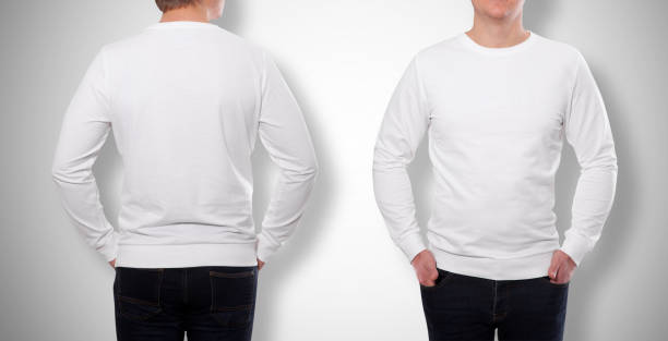 istock young man in white sweatshirt, white hoodies front and rear. white background 1168749135