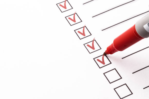 Checklist checklist, red pen, check mark form filling photos stock pictures, royalty-free photos & images