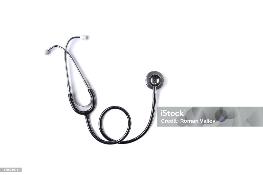 Black stethoscope on white background - Royalty-free Estetoscópio Foto de stock
