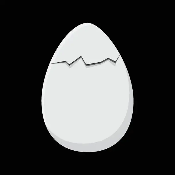 Vector illustration of Hatching hatchling chick on black background.