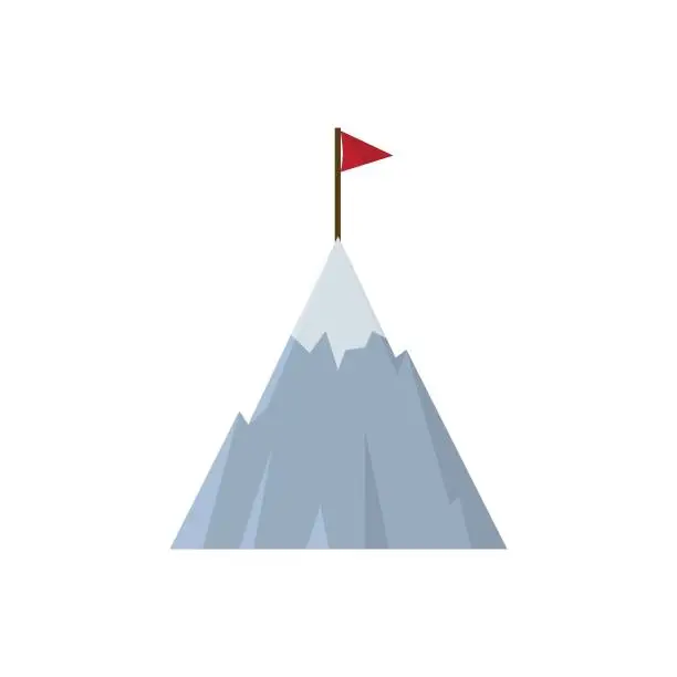 Vector illustration of Mountain with Flag Icon