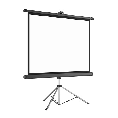 Blank Projector Screen isolated on white background. 3D render