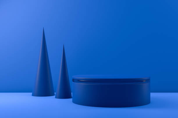 istock 3D Empty Product Stand, Platform on blue background, Christmas Concept 1168754891