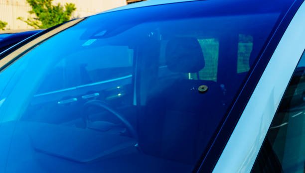 istock Accident of stone damage to the windshield while driving 1168754934