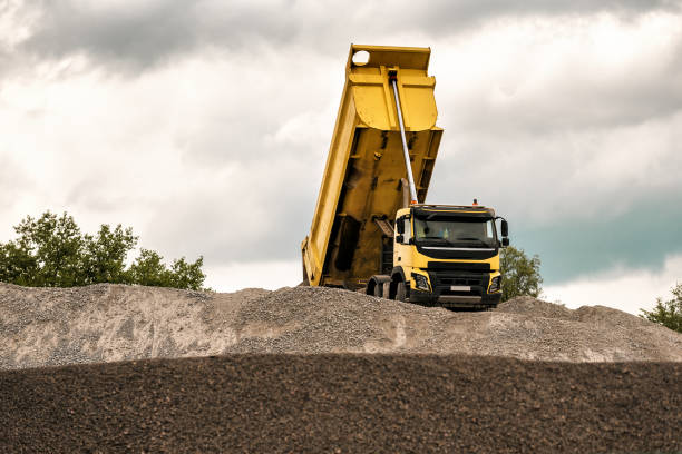 istock yellow truck with raised body 1168755116