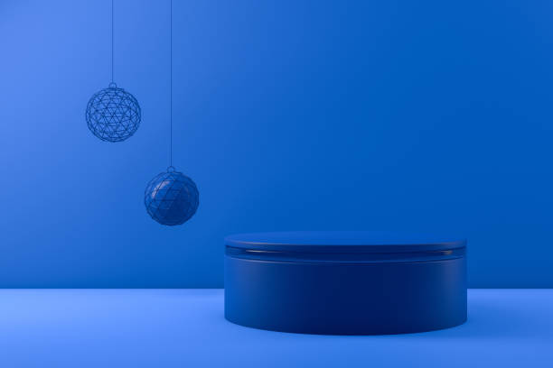 istock 3D Empty Product Stand, Platform on blue background, Christmas Concept 1168755151