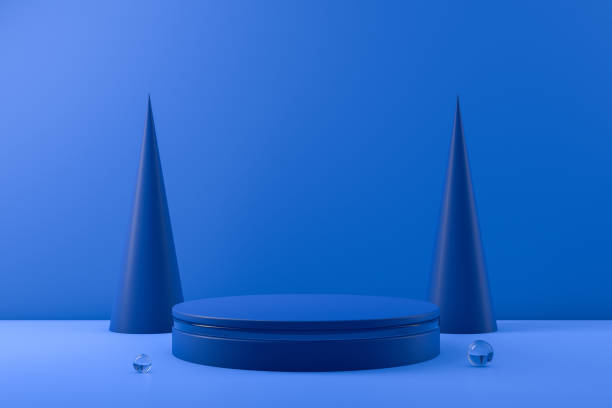 istock 3D Empty Product Stand, Platform on blue background, Christmas Concept 1168756188