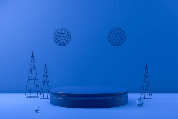 istock 3D Empty Product Stand, Platform on blue background, Christmas Concept 1168756374