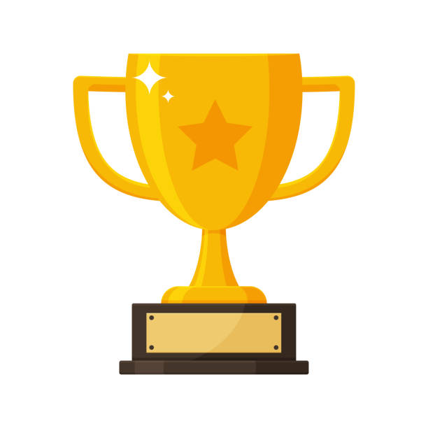 ilustraciones, imágenes clip art, dibujos animados e iconos de stock de trofeo de oro con el nombre del ganador de la competición. - trophy gold incentive award