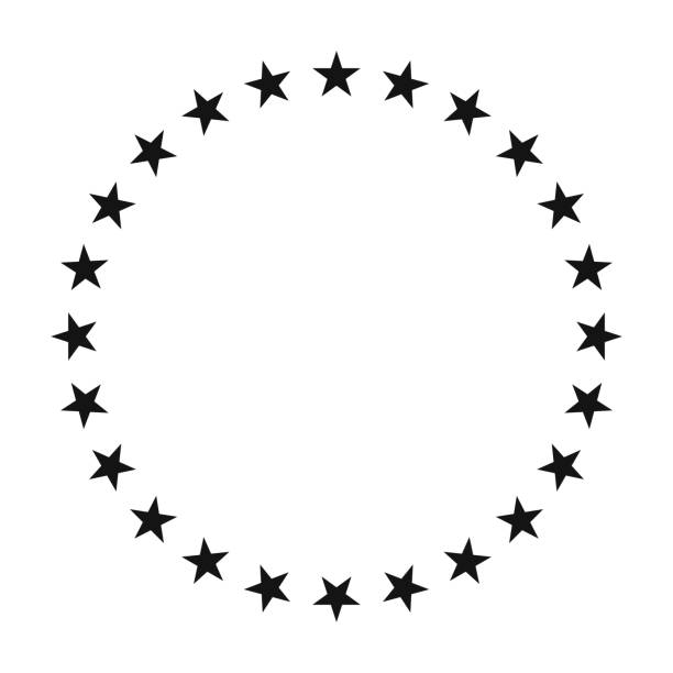 kreissymbol, umgeben von einer sternform. vektor-illustration. - stars stock-grafiken, -clipart, -cartoons und -symbole