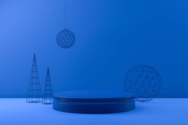 istock 3D Empty Product Stand, Platform on blue background, Christmas Concept 1168757269