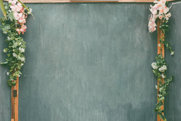 Full frame of an empty blue chalkboard with faint traces of white chalk smudges, presenting a clean surface ready for use.