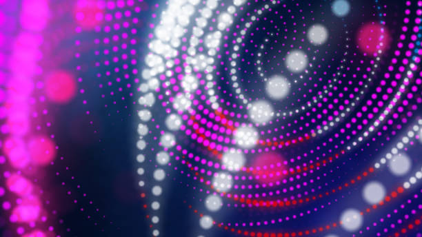 istock Energy power digital innovation data transfer, neon colorful laser light path on stage with glare in cyber space background. Neon bokeh blur light line of global digital world model 3D rendering. 1168757502