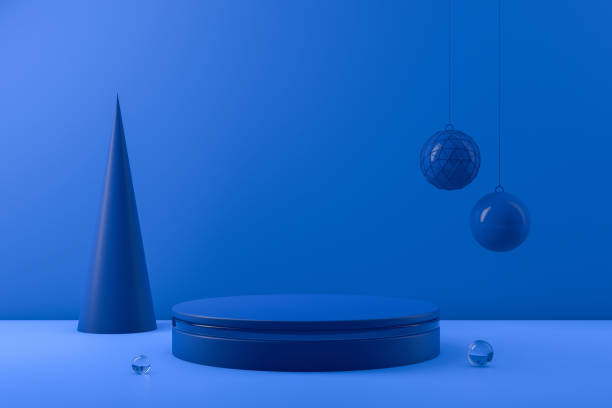 istock 3D Empty Product Stand, Platform on blue background, Christmas Concept 1168758771
