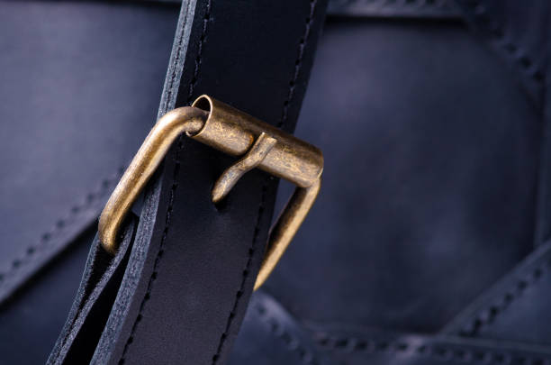 istock Black leather bag macro texture accessories zipper carbine 1168760276