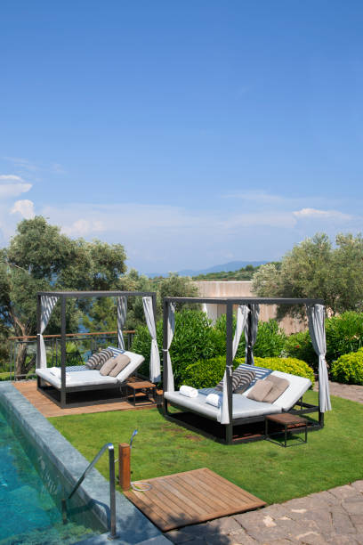 istock Romantic gazebo lounge at a tropical seaside 1168760598