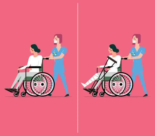 Vector illustration of wheelchair - Female Patient