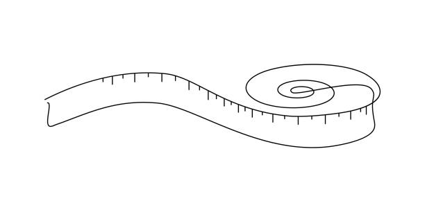 Tape measure Tape measure in line art drawing style. Flexible ruler black line sketch on white background. Vector illustration metric ruler stock illustrations