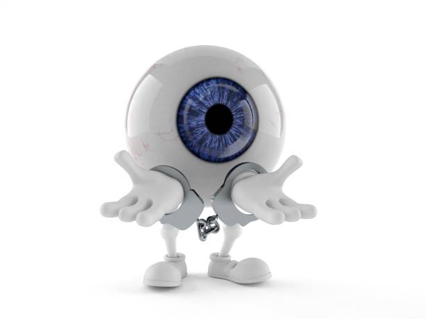 istock Eye ball character in handcuffs 1168765545