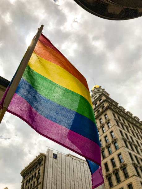 istock Pride flag blowing in the air 1168766849