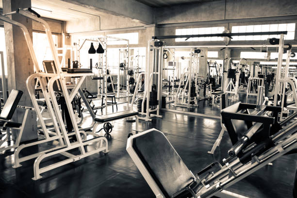istock Within gym with modern fitness equipment. 1168767389