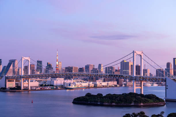 istock Sunrise Tokyo tower and Rainbow bridge 1168771695