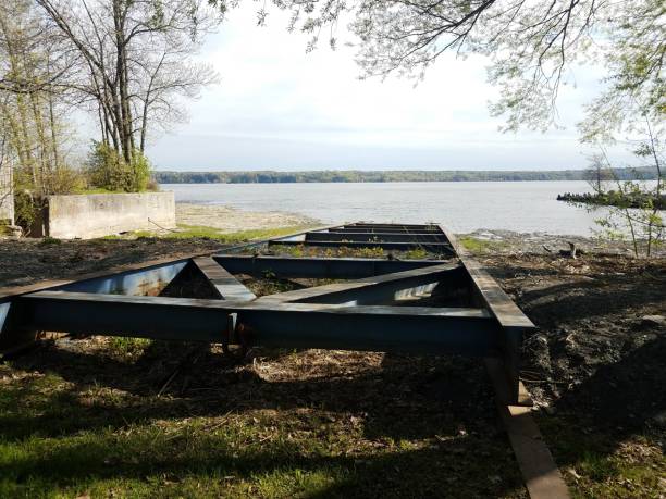istock old iron metal ramp to launch boats with river 1168774421