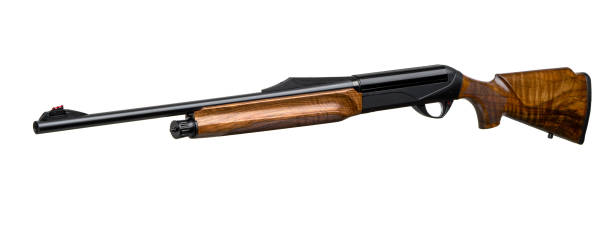 istock Modern semi-automatic hunting rifle with a wooden butt isolate on a white background. 1168774830