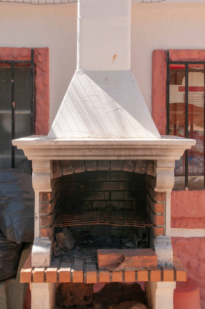 Brick barbeque outside a restaurant, Portugal.