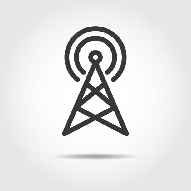 illustrations, cliparts, dessins animés et icônes de illustration de vecteur de ligne d'icône d'antenna - broadcasting communications tower antenna radio wave