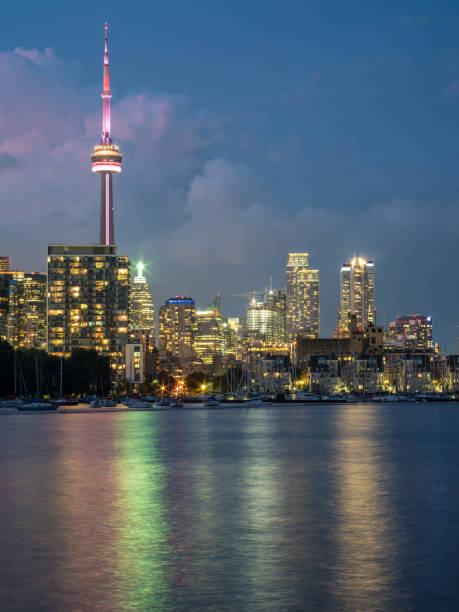 City panorama of downtown Toronto, view off the Lake Ontario.