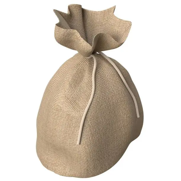 3D rendering illustration of a jute sack