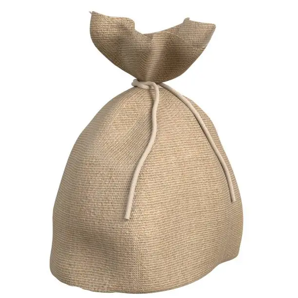 3D rendering illustration of a jute sack