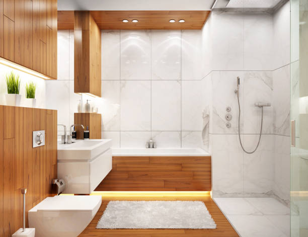 istock Modern bathroom interior design in modern house 1168780488