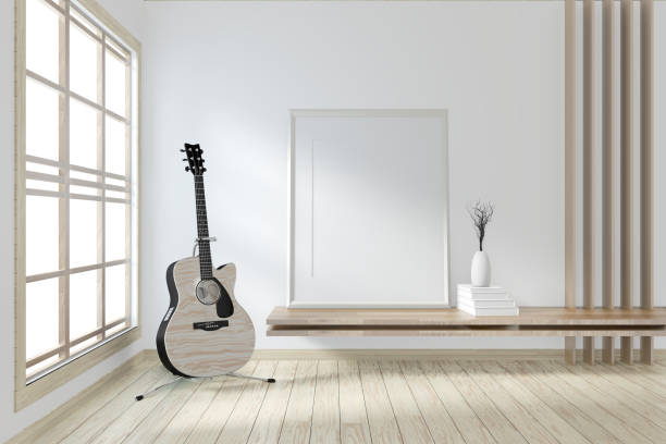 istock Mock up poster frame room with sofa green and decoration plants.3D rendering 1168781625