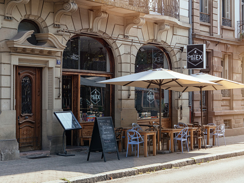 A beautiful Parisian bakery with an old storefront, with golden letters. Paris in France. March 19, 2023