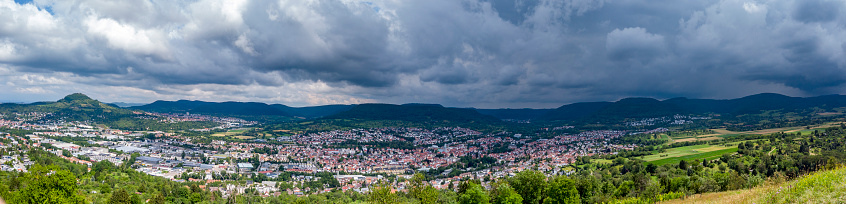 reutlingen city and the swabian alb panorama in southern germany.