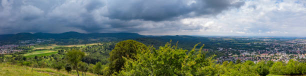reutlingen city and the swabian alb panorama in southern germany.
