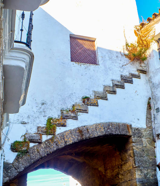 Detail of the Arch of La Segur, Arco de La Segur, in the Marques de Tamaron street. Vejer de la Frontera downtown. Cadiz province, Andalusia, Spain.