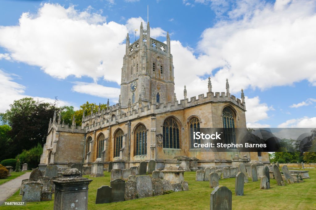 Medieval English church Church of St Mary, Fairford, Gloucestershire British Culture Stock Photo