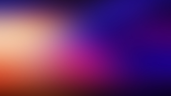 Abstract composition, blurred background. Orange, pink, blue and light spots dark background. Web banner.